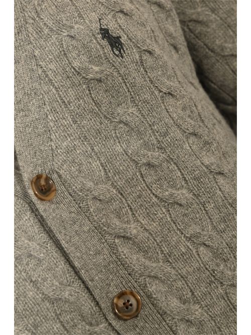 Cardigan a trecce in lana e cachemire Grey POLO RALPH LAUREN | 710949808005
